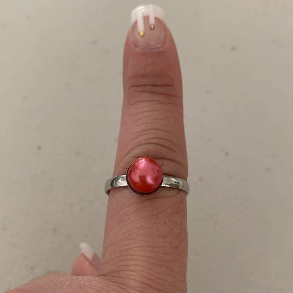Silver ring setting adjustable (pearl not included)